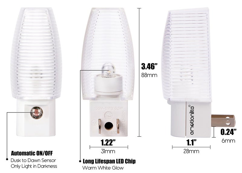 Emotionlite 8 Pack Plug in Night Light, Warm White LED Nightlight, Dusk to Dawn Sensor, Kids, Nursery, Bedroom, Bathroom,Hallway, Stairs, Kitchen - Image 3